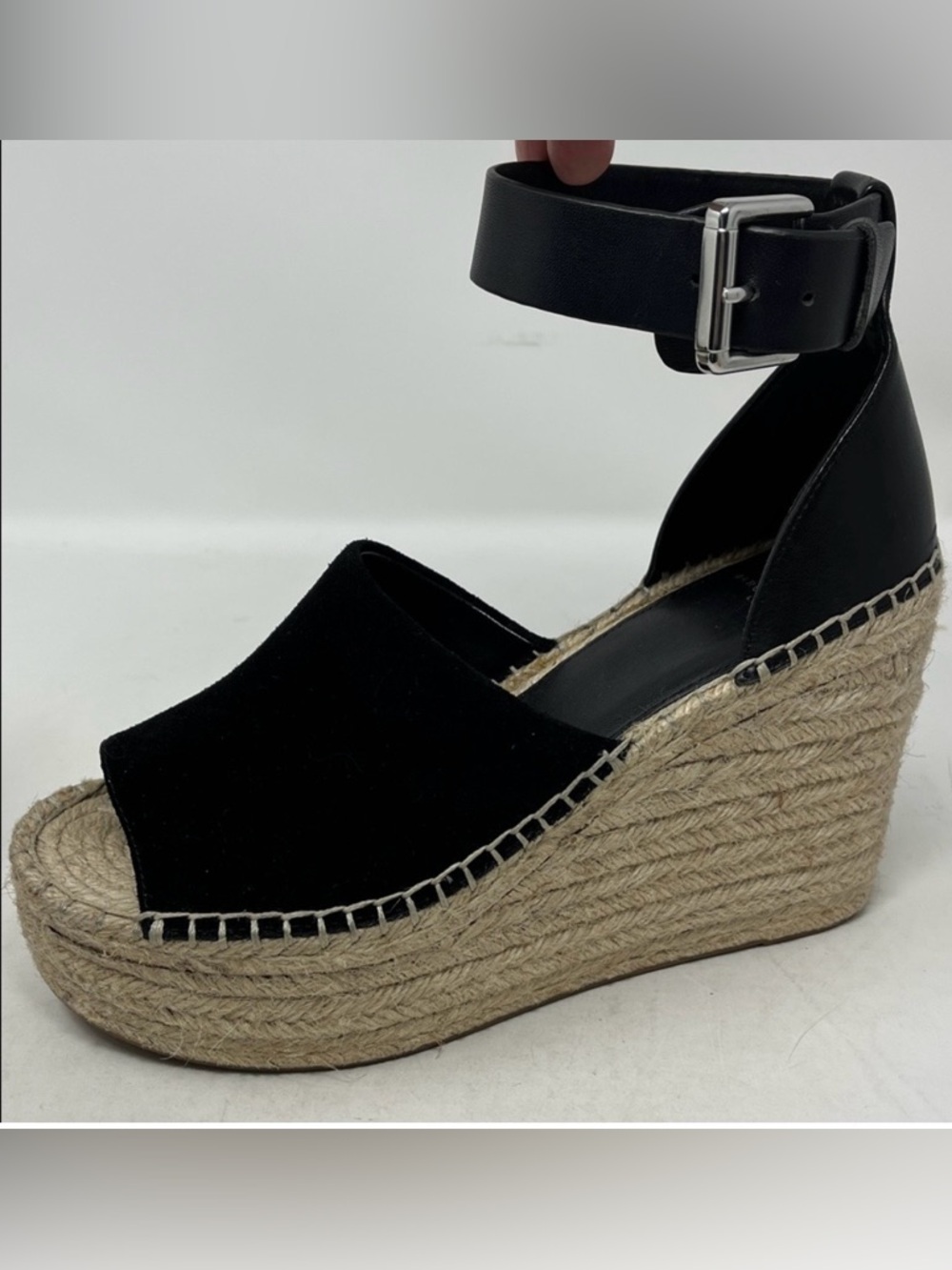 MARC FISHER LTD ADALYN LEATHER SUEDE UPPER ESPADRILLE PLATFORM SANDAL SZ 8